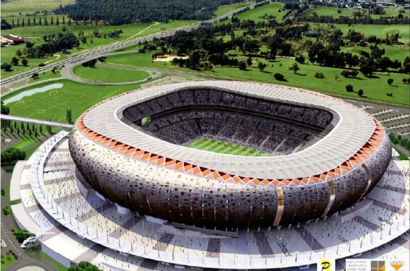 Modelo del estadio "Soccer City" en Johannesburgo